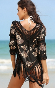 4713-2crochet beach cover up tassel for bikini swimsuit
